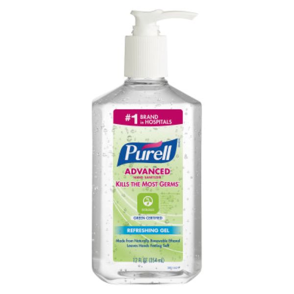 PURELL® Advanced Hand Sanitizer Green Certified Gel: 12 fl oz Table Top Pump Bottle, 6/Case