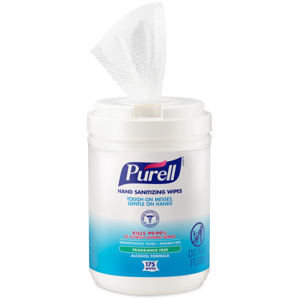 PURELL® Hand Sanitizing Wipes Alcohol Formula: 175 Count Canister, Sold by the each