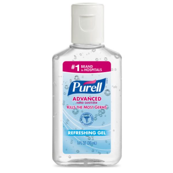 PURELL® Advanced Hand Sanitizer Gel: 1 fl oz Flip Cap Squeeze Bottle, 250/Case