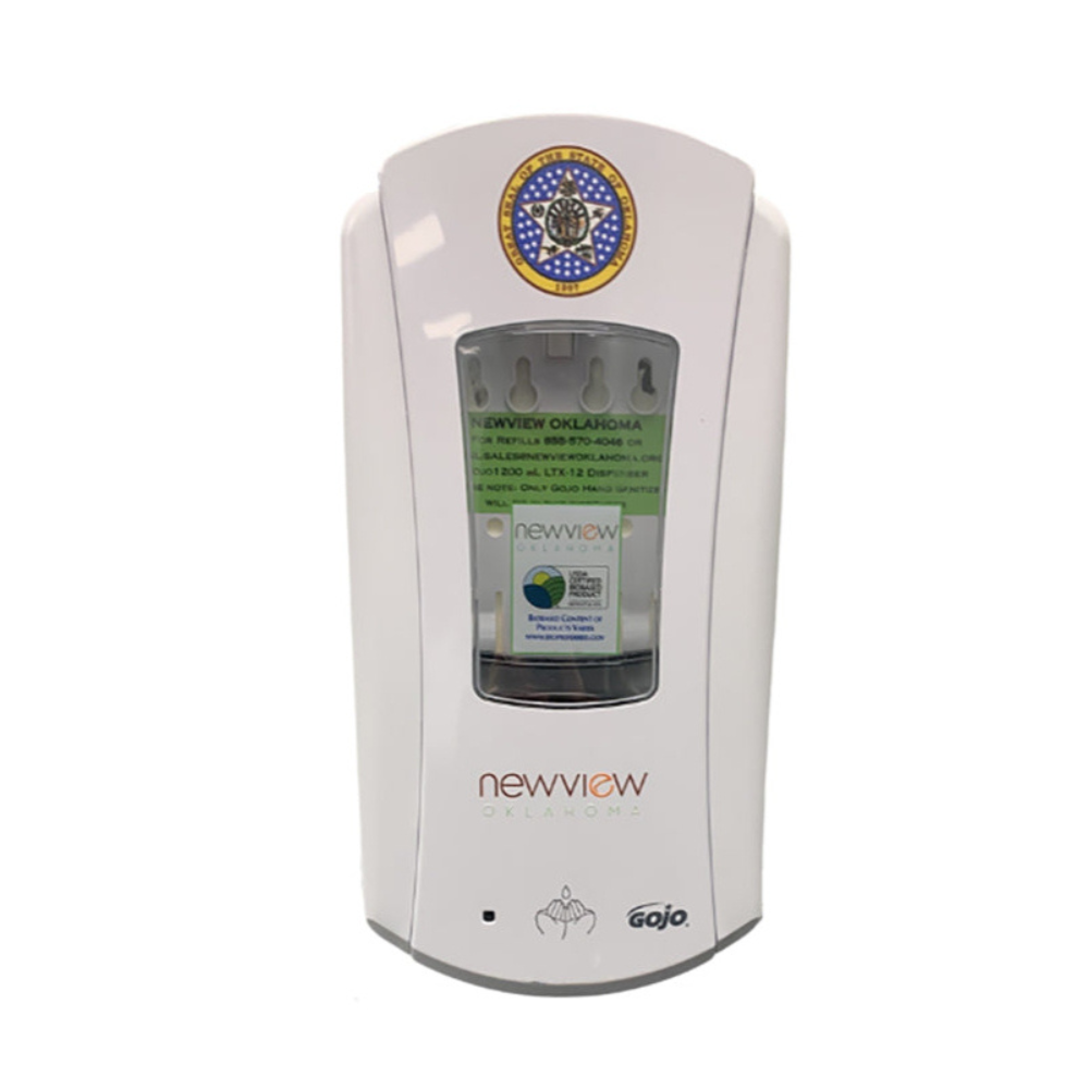 GOJO® LTX-12 Automatic Touch-Free Foam Soap Dispenser with State of Oklahoma Seal, Grey/White