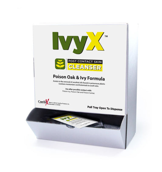 CoreTex Ivy X Post-Contact Skin Cleanser Wipes / Towelettes, For Removal of Poison Ivy, Poison Oak, & Poison Sumac Oils, 25 towelettes/box