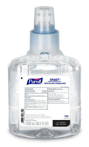 LIMITED TIME CLEARANCE SALE- PURELL® SF607™ Alcohol-Free Hand Sanitizer Foam Refill for PURELL® LTX-12™ Dispenser, 1200 mL cartridge, 2/Case