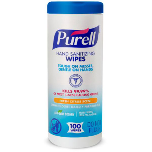 PURELL® Hand Sanitizing Wipes: 100 Count Eco-Slim Canister, Sold by the each