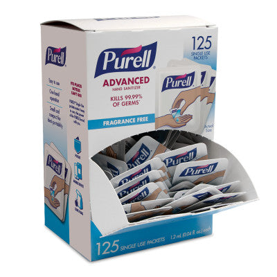 PURELL PERSONALS™ Advanced Hand Sanitizer Portable Packets,Single Use 1.2 ml, 125 packs/box