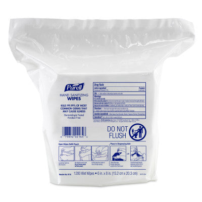PURELL® Hand Sanitizing Wipes, 1200 Count Refill for Purell High Capacity Wipes Dispensers, 1200 wipes/bag